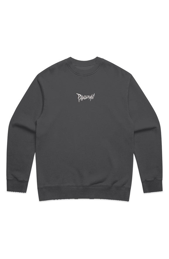 Relax Faded Crew Sweater in Noir