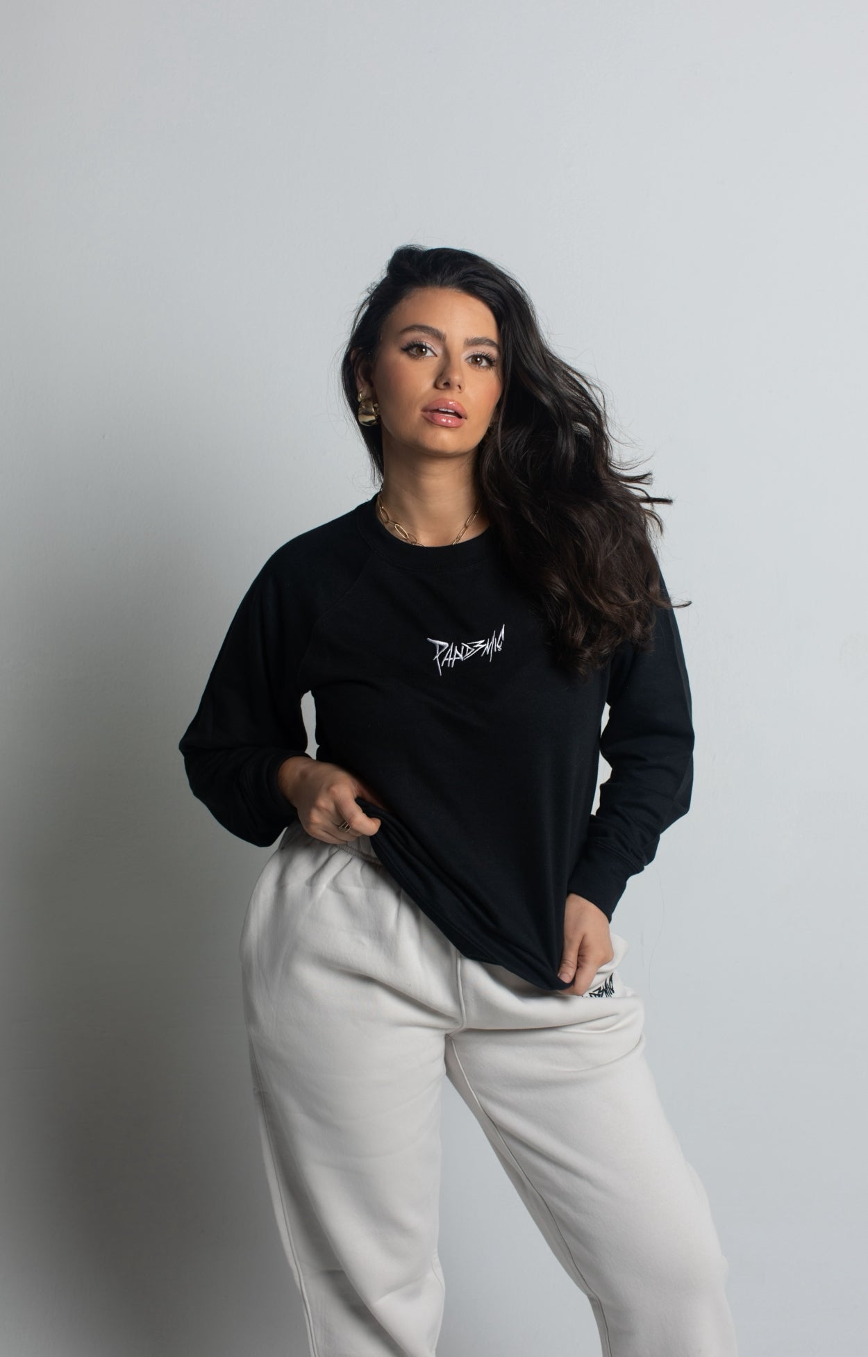 Loopback Terry Crewneck Sweatshirt in Noir